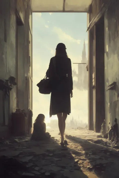modelshoot style, school bag, (extremely detailed CG unity 8k wallpaper), (full shot body photo of the most beautiful artwork in the world, old abandoned hallway at day with a medium shot of a woman college student:1.4), (hourglass figure:1.2), (clouds:1.2) and (rays of sunlight:1.2), water, damp, dirty, refraction, reflections, mirrors, prisms, (sunlight:1.2), (glowing lights:1.2), oil painting, high contrast, intricate elegant, (highly detailed:1.4), smooth, sharp focus, illustration, eyes reflecting into eyes reflecting to infinity, photorealistic painting by Ed Blinkey, Atey Ghailan, Studio Ghibli, by Jeremy Mann, Greg Manchess, Antonio Moro, alphonse mucha, trending on ArtStation, trending on CGSociety, Intricate, High Detail, Sharp focus, dramatic, photorealistic painting art by midjourney and greg rutkowski,