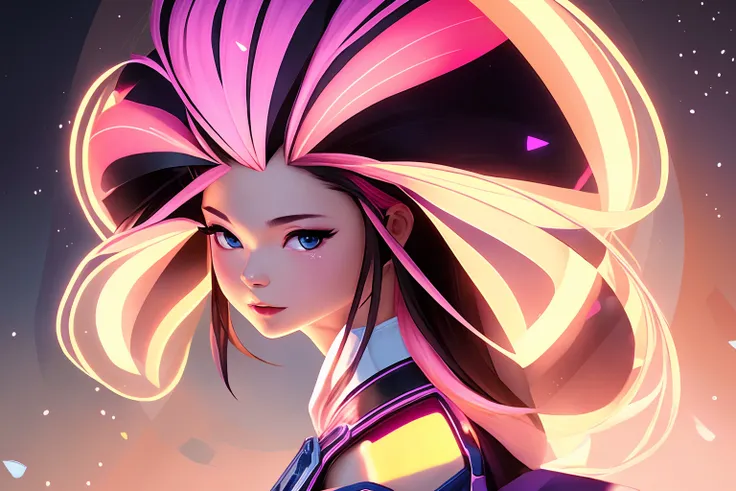 dreamlikeart, pretty girl with light pink hair, light, korean face, lit face, splash art portrait painting, cute cheeks, League of Legends, full body, colorful, vectorized, trending on artstation, by rhads, andreas rock, rossdraws, makoto shinkai, laurie greasley, lois van baarle, ilya kuvshinov and greg rutkowsk