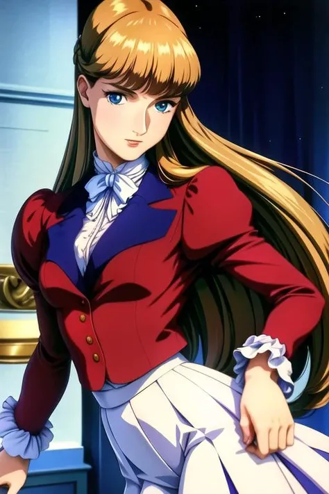 absurdres, highres, masterpiece, best quality, soft light, from front,
RelenaPeacecraft, blue eyes,
RelenaRedOutfit, red jacket, white ribbon tie, white shirt, white skirt, terrace,
<lora:RelenaPeacecraft:1.0>, <lora:more_details:0.3>