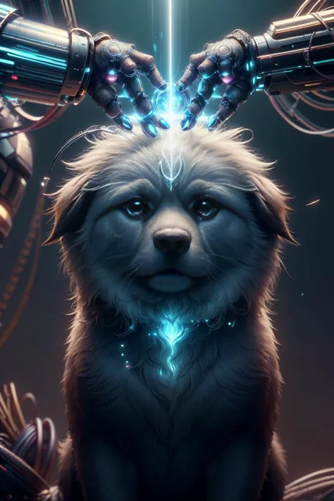 <lora:OpticalTech-60:0.8>,opticaltech ,scifi, optical fibers, inner glow, pet dog, cute and fluffy, (masterpiece:1.1), (best quality:1.1), beautiful, (intricate details), unity 8k wallpaper, ultra detailed, beautiful, aesthetic, perfect lighting, <lora:TEST:0.25>