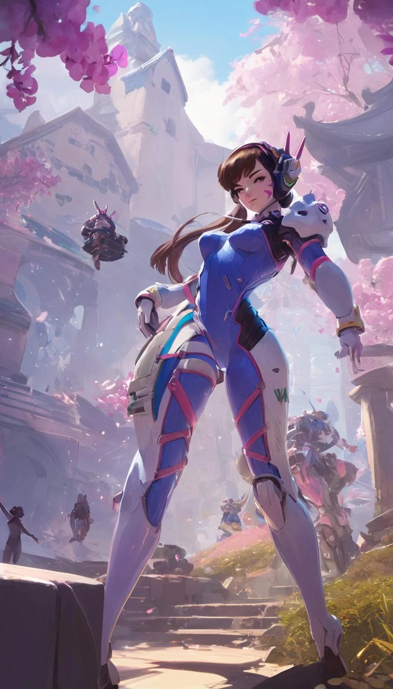 concept art Cinematic scene, hero view, D.Va, Overwatch <lora:d.va_xl_v1:1>, action pose, detailed background, masterpiece, best quality, high quality, highres, absurdres, Guild Wars 2 . digital artwork, illustrative, painterly, matte painting, highly detailed