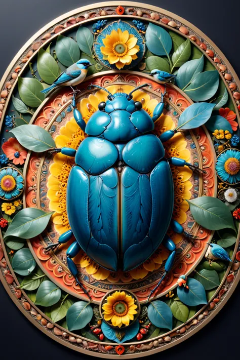Mandala style art of an award-winning photo of an (animal | bug | bird ), hyperrealistic <lora:xl_more_art-full_v1:0.7>, complex, circular design, mandala art