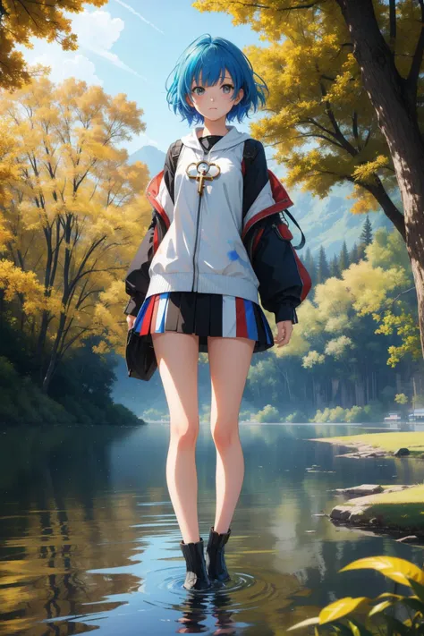 1girl, (designed by Balcomb Greene:1.3) and (Dorothea Lange:0.7) , photography art, mundane Airbrush painting, intricate details, full body shot of a Anxious Talented ("The Aura of Technology":1.3) , lush lake and trees, Hurricane, split diopter, still, Surprising, Gadgetpunk, key light, telephoto lens, three colors, Cross Processing, Light sparkles, pixiv, UHD