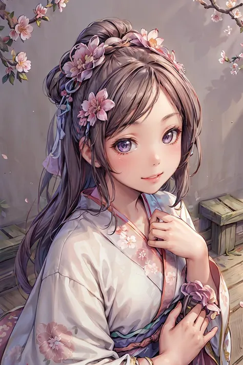 (three-quarter portrait:1.4), 1 girl,  (hanfu, baroque floral pattern:1.2), in flower blossom season, under the cherry blossom trees, 
best quality, masterpiece, intricate details,  <lora:hanfuSong_v35:.5>,  dynamic angle,  <lora:add_detail:.5>
