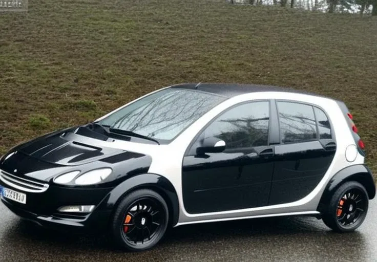 smart forfour, black, forest, rain