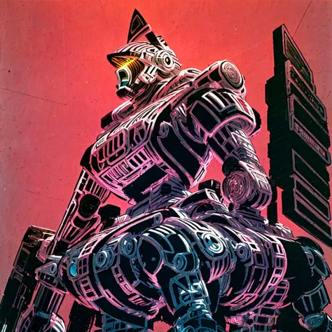 beautiful, masterpiece, best quality, extremely detailed, hnsrdlf style, battle robot, mecha, pink theme <lora:messLineStyleTrainedBy_v10:1> <lora:biomechanicals:1>