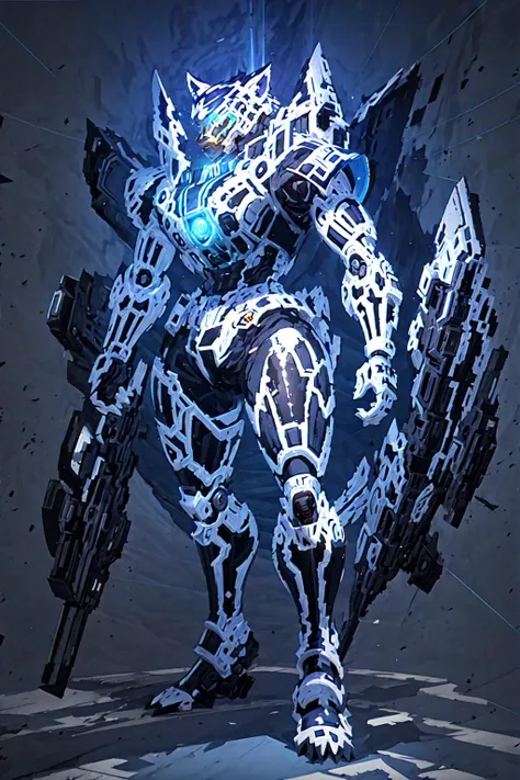 masterpiece, best quality, <lora:Mecha:1>,mecha, <lora:Guimi:0.8>,wolf,blue theme