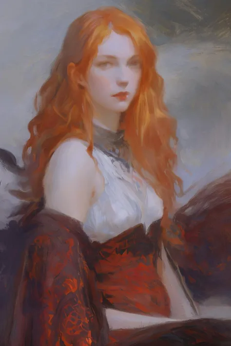 (Style by NTY:1.4), female, red head, intricate, dark <lora:OilPaint:0.7>