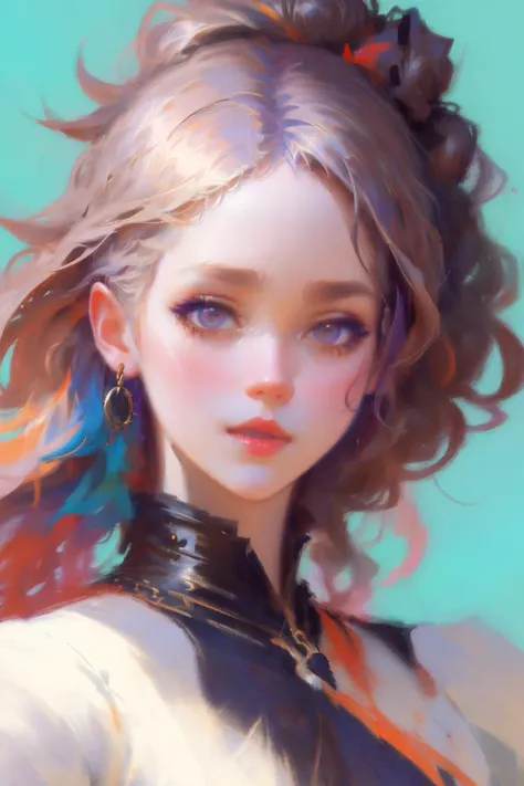 (Style by NTY:1.4), female, close up, colorful, <lora:OilPaint:0.7>