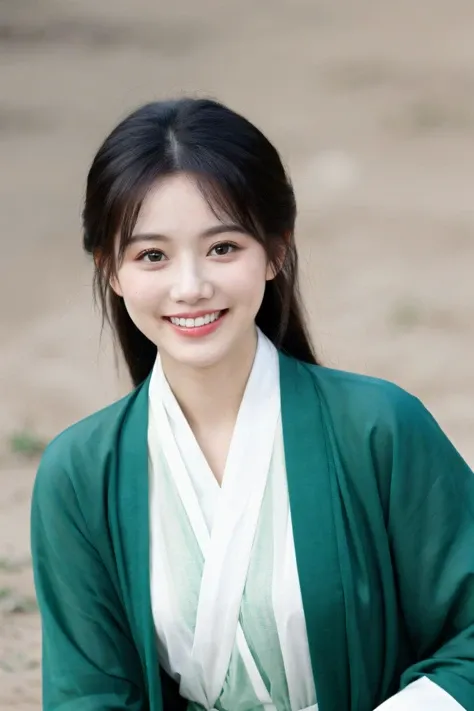 1girl,moyou,looking at viewer,positive,upper body,green clothes,pale clothes,koto,pale_color,smile,