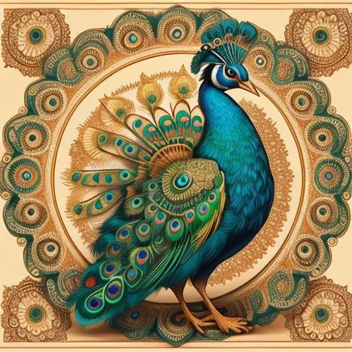 <lora:tanjoreAI-000005:0.5>, tanjoreAI peacock real