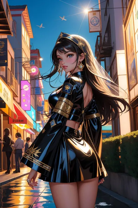 Tower13_Ayleen, (fashion art designed by Tyler Shields:0.7) and (Clara Peeters:1.0) and (Adolph Menzel:0.9) and (Charles Sheeler:0.9) , professional Fractal, hyper detailed, landscape of a Chibi Robotic dark black ([Nuku'alofa:Saint Vincent and the Grenadines:3]:1.3) in the distance there is a Wulingyuan Scenic Area, crowded city street with Pecan, Thunderstorm, Overdetailed art, Energetic, Christcore, spotlit, L USM, Kodak portra, intricate, Ebru, wallpaper, extremely beautiful