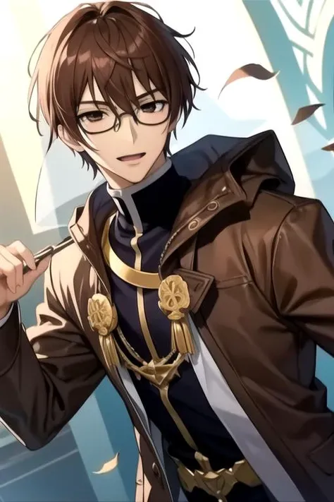 masterpiece, best quality, illustration, 1boy, solo, male focus, looking at viewer, , , <lora:castor_07-ghost:0.76>, castor_07-ghost, brown hair, brown eyes, glasses, gorilla costume, , 16k resolution