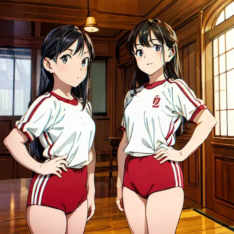 (masterpiece:1.2), (best quality:1.2), (extremely detailed:1.2)(ultra detailed), (2girls:1.4), <lora:trueBuruma_v26red:0.2> red buruma, red gym uniform, 
<lora:add_detail:0.9>,
<lora:school_yard_v0.1:0.8> school yard
 <lora:anmnr01:1.2>