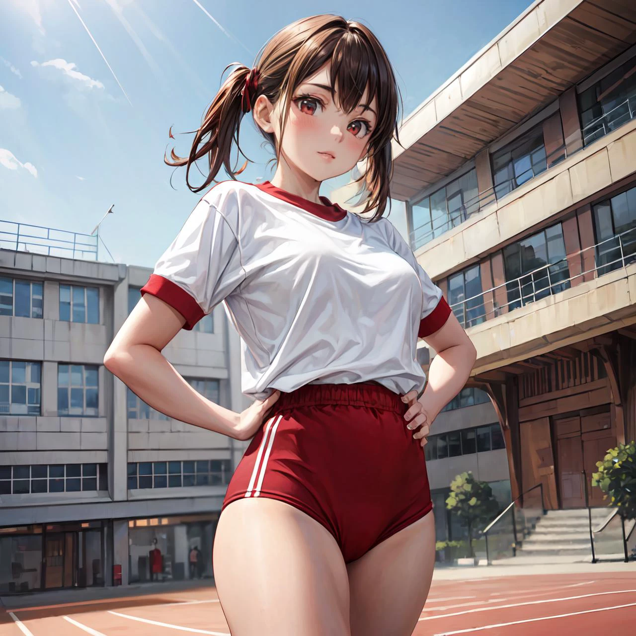 (masterpiece:1.2), (best quality:1.2), (extremely detailed:1.2)(ultra detailed), (1girl:1.4), <lora:trueBuruma_v26red:0.2> red buruma, red gym uniform,
<lora:add_detail:0.8>
<lora:school_yard_v0.1:0.8> school yard
dancing