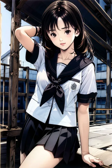 <lora:Katsura_Masakazu_v3:0.8>,Yoshizuki iori,<lora:jk_uniform:0.8>,JK_style,short-sleeved JK_shirt,short-sleeved JK_sailor,JK_suit,JK_tie,<lora:school_yard_v0.1:0.8>,school yard,, (masterpiece, best quality, high quality, highres, ultra-detailed),