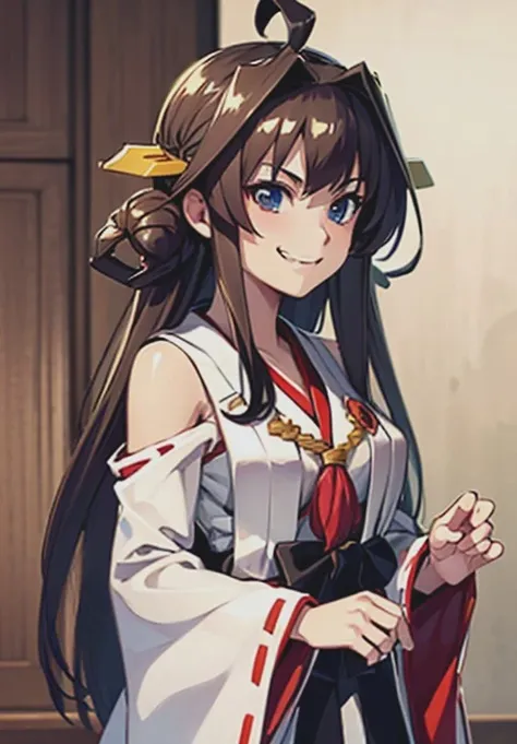 <lora:FastBattleship_Kongou:0.8>, FastBattleship_Kongou, smirk,, (gorgeous, beautiful, enchanting:1.3)