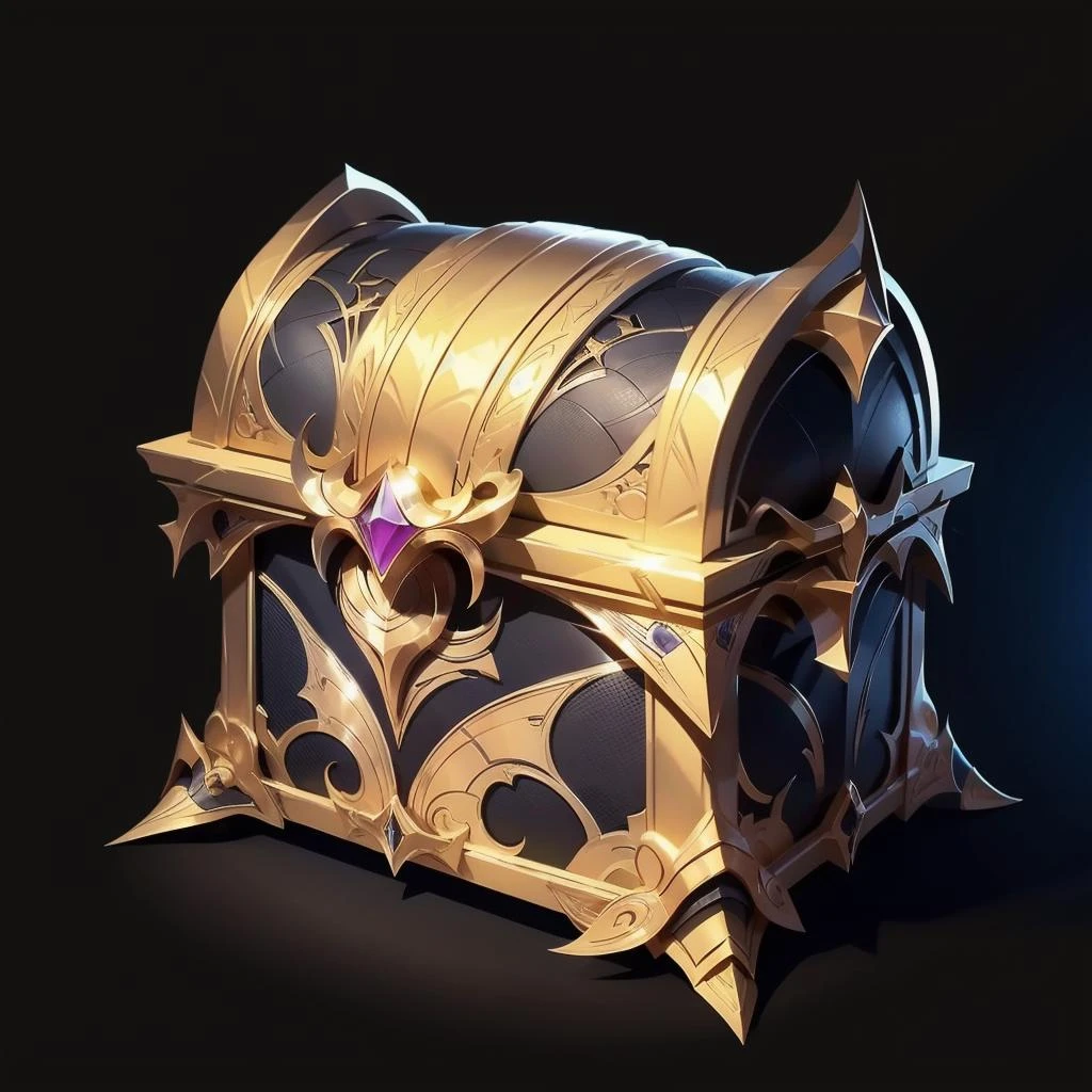 treasure chest, still life, no man, gray background, gemstone, simple background, shiny, armor, shoulder armor, still life, black background, complex metal pattern, gray purple chest surface<lora:Potion bottle-000008:0.0.8>