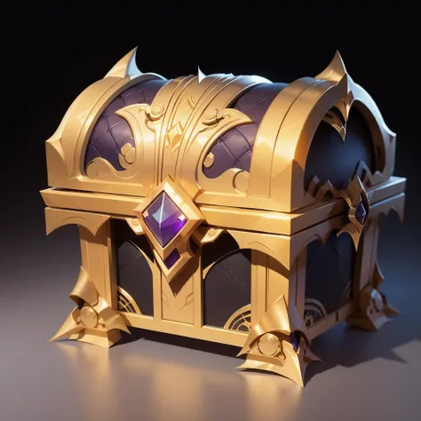 treasure chest, still life, no man, gray background, gemstone, simple background, shiny, armor, shoulder armor, still life, black background, complex metal pattern, gray purple chest surface<lora:Potion bottle-000008:0.0.8>