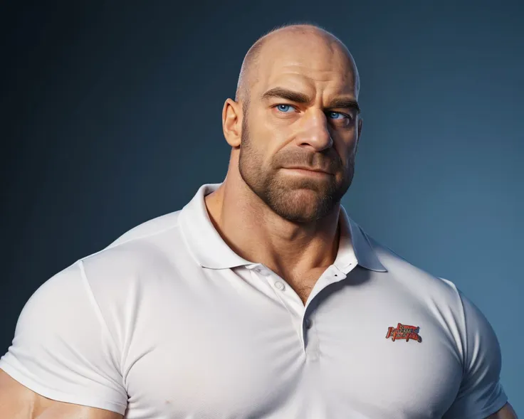 (photo:1.2), (one male), (upper body portrait), (looking at viewer), a masculine sexy rugged young hairy (Homer Simpson:1.15)+(bodybuilder)+balding with large delts, Very detailed masculine face+stubble, (tight white polo shirt:1.2), blue jeans, (huge arms), (detailed realistic open eyes:0.5), muscular, aesthetic muscular body, big muscles, (hyper pecs:1.25), hairy pecs, (hyper_muscles:1.2), narrow waist and hips, fierce looking face, vibrant, photorealistic, realistic, dramatic, dark, sharp focus, 8k., high quality, 3 point lighting, flash with softbox, 4k, Canon EOS R3, hdr, smooth, sharp focus, high resolution, 80mm, f2.8, bokeh, the Simpsons