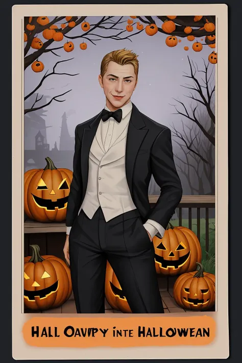 postcard illustration, OldHalloweenCards, <lora:cf_dru_epoch_7:0.8> male  cf_dru,  <lora:OldHalloweenCards:1>