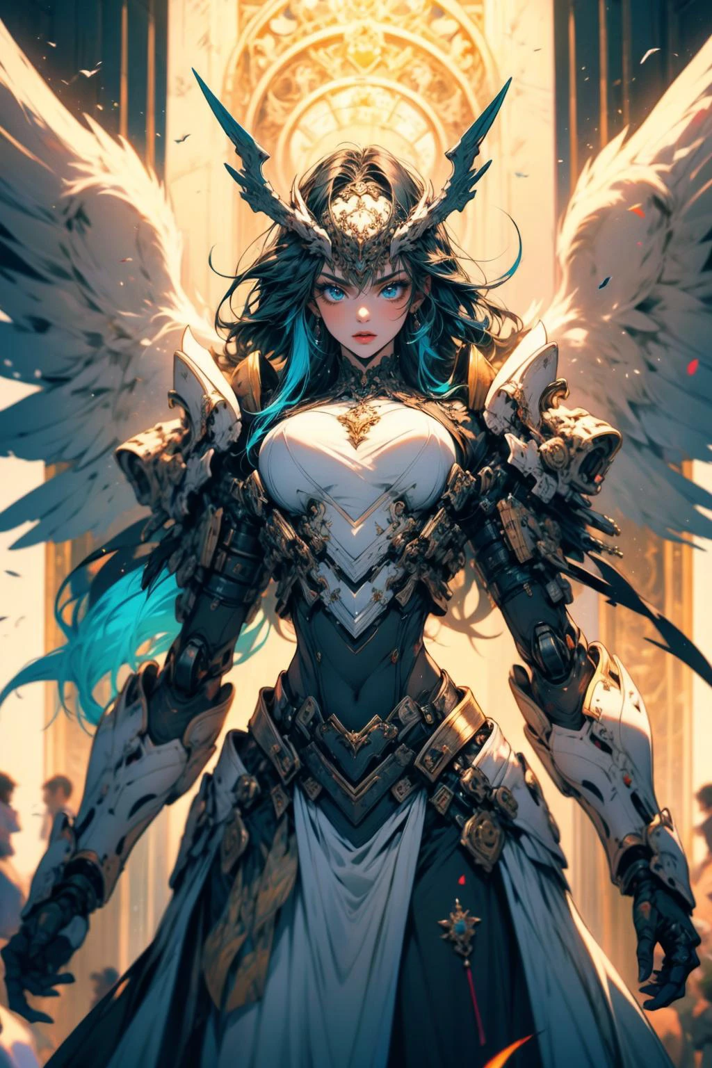 (masterpiece:1.4), (intricate:1.2), (detailed:1.2), (vibrant colors:1.2), BREAK,
(solo:1.2), (female:1.2), (mechangel:1.0), (wings:1.0), <lora:MechaAngelConcept:0.8>, BREAK,