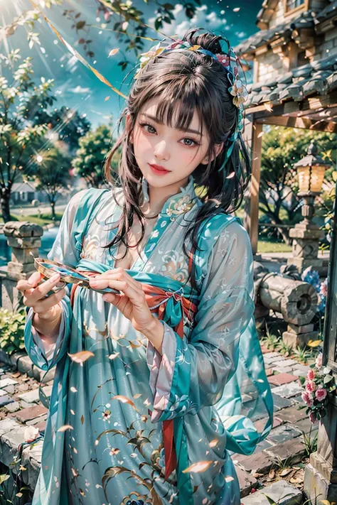 <(best quality, extremery best quality, masterpiece:1.4), (realistic, intricate details:1.4), (photorealistic:1.4), (extremely intricate:1.4), highres, ultra highres, ultra-detailed, absurdres, incredibly absurdres, extremely detailed, high quality, high resolution, hyperrealistic, ultra-realistic, hyper-detailed, top quality, best, fine detail, massive detail, Highly detailed, extreme detailed, highest detailed, high-res, absolutely resolution, reflection, (refraction:1.4), (hyperrealism:1.4)>, BREAK, 1girl, solo, looking at viewer, (young cute beautiful 18-year-old girl:1.4), 3d face, (hand of Guido Daniele:1.4), beautiful girl, Beautiful face, pretty, girlface, kpop idol, supermodel, stunning innocent symmetry face, perfect body, medium breast, slim waist, slim legs, (high detailed skin:1.5), glowing eyes, goddess, natural skin texture, shiny skin, White skin, Beautiful detailed face, detailed face, real skin texture, cute delicate face, finely detailed face, golden ratio, golden ratio face, expressive eyes, perfect face, perfect skin, flawless face, clear face, shiny hair, pale skin, Proper body proportion, perfect anatomy, realistic skin texture, luscious lips, glossy lips, natural makeup, beautiful bright pupils, slender figure, intricate eyes, detailed pupils, detailed face and eyes, longeyelashes, blush, good hand, perfect hands, pretty face, beautiful female bodies, finely detailed skin, oily shiny skin, clean facial features, an extremely delicate and beautiful, cute & girly, beautiful detailed eyes, stars in the eyes, BREAK, (((((standing, (hanfu, tang style, tang style outfits, pink upper shan, pink chest pleated skirt, red with pink waistband, red pibo:1.4), (smile, Pink hair, Pink eye, long hair, Pink eyelashes, Pink lips, Pink lip colour, Eyes glowing Pink, flat bangs, pink fluffy bunny:1.5), (night, Night time, moon light, sky, landscape, aurora borealis, stars, outdoors, Chinese, Pink fireworks, Sakura tree background:1.4), (lake background, mountains, full moon background, night lake shore, river, forest, chinese style countryard, lanterns, pond, cobblestone pathway, building pavilion, chinese buildings, moutains, misty lake, ancient chinese background, puddle, after the rain, petals falling, wet grass and trees, flower sea, in a meadow, waterfall, breeze, flying splashes, flying petals, leaves, bloom, bloom effect, surrounded by heavy floating petal flow, petal, Pink butterfly, flower, detailed beautiful grassland with petal, flowers, plants, Pink rose, many Pink roses, leaves falling from the tree, dust is drifting, ethereal, scenery, nature, mysterious background:1.4), (iridescent colors, Iridescence, blush, mysterious, fantasy background, fantasy, open mouth:1.2), (fog, wind:1.2), (Luminescent Particles:1.3), (fullbody:1.2), (eye focus, face focus, character focus, close-up face:1.2), (dutch angle, cowboy shot:1.3), colorful refraction)))), BREAK, <watercolor, available light, detailed light, volumetric fog, beautiful lighting, Rembrandt lighting, Cinematic, pixel art, game art, key visual, surreal, PBR Texturing, Anisotropic Filtering, Maximum Clarity And Sharpness, Albedo And Specular Maps, Multi-Layered Textures, Surface Shading, Sub-Pixel Convolution, Sub-Pixel Convolution, Accurate Simulation Of Light-Material Interaction, blurry foreground, broad light, volumetric light effect, matte painting, perfectly defined features, volumetric lighting, Tone Mapping, Lumen Reflections, Global illumination, Ray Tracing, Screen Space Global Illumination, Accent Lighting, 32k, Natural Lighting, volumetric, cinematic masterpiece, Rule of thirds, high dynamic range, Multi-exposure HDR capture, cinematic render, game cg cinematic, atmospheric perspective, scene, epic dynamic frame, motion blur, ((cinematic look, Film look)), rim light, 4k textures, adobe lightroom, photolab, insane details, hyperdetailed, exposure blend, professional color grading, professional color correction, aerial perspective, particles and dust in beams of light, cinematic scene, dynamic lighting, sharp details, lomography, soft focus, light leaks, bold hues, atmospheric depth, (explosive light and shadow:1.2), aesthetics, intricate designs, ultra realistic digital art, (zentangle, mandala, tangle, entangle), (fractal art), elegant, vivid colours, floating particles, particles, dramatic, epic, (ink drawing, oil painting detailed), (dramatic lighting:1.2), RAW, huge filesize, extremery detailed CG, Photo, 8k uhd, cinematic atmosphere, trending on artstation, award-winning glamour photograph, highly detailed photo, official art, beautiful and aesthetic, unity 8k wallpaper, beautiful, highly detailed CG illustration, best illustration, intricate, Amazing, emotional, analog, painting, digital painting, concept art, Oil Painting, illustration, Classical art, Renaissance, Romanticism, Neoclassicism, Color Palette, depth and contrast, Vibrant colors, saturated, rich saturation, color harmony, vivid palette, concept-art, design style, detail character, concept render, colorful, analog photography, dreamy atmosphere, specular highlights, atmospheric lighting, (dynamic angle, dynamic pose :1.3), (shiny, clothes reflecting light, lens flare, bloom effect, light particle, lens glare:1.3), realistic lighting, cinematic light, (cinematic lighting), light in the face, soft lighting, saturated colors, detailed background, sharp focus, 8k high definition, perspective, Master Composition, roughness, post-processing, soft shadows, realistic shadows, ambient occlusion, ray-tracing, subsurface scattering, photon mapping, physically-based rendering, octane rendering, unreal engine 5, ue5 rendering, Adobe After FX, dslr, RTX, Best character details, radiosity, sharp, antialiased, RAW photo, HDR, 8k, 4k, (((Photographed by Roger Deakins, using a RED Monstro 8K VV camera and a series of high-end lenses))), ((Hasselblad photography)), (film grain:1.4), Kodak portra 400, ((Fujifilm X-T5)), professional photograph, depth of field, caustics, Broad lighting, diffuse lighting, rim lighting, two tone lighting, textile details, visible pores, high resolution scan, professionally color graded, photographic reality, automatic white balance, best lighting, detailed shadow, high contrast, strong light and shadow>, (PureErosFace_V1:0.5), (ulzzang-6500:1), <lora:epiNoiseoffset_v3:0.05>, <lora:add_detail:0.1>, <lora:hanfuTang_v35:0.8>, <lora:zhongfenghuaxiyou-000018:0.05>, zhongfenghua