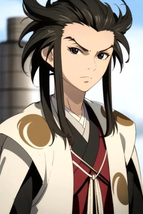 masterpiece, best quality, sketch, 1boy, solo, male focus, looking at viewer, upper body, , ligne claire, , <lora:tahoumaru_dororo:0.98>, tahoumaru_dororo, , galactic warrior costume, nuclear powerplant,