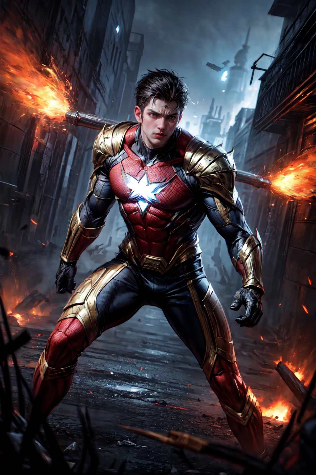 ultra wide angle, battlefield background, (1man), superhero ready for torture, cinematic, insane details, intricate details, hyperdetailed,
<lyco:GoodHands-beta2:1>, <lora:add_detail:1>,