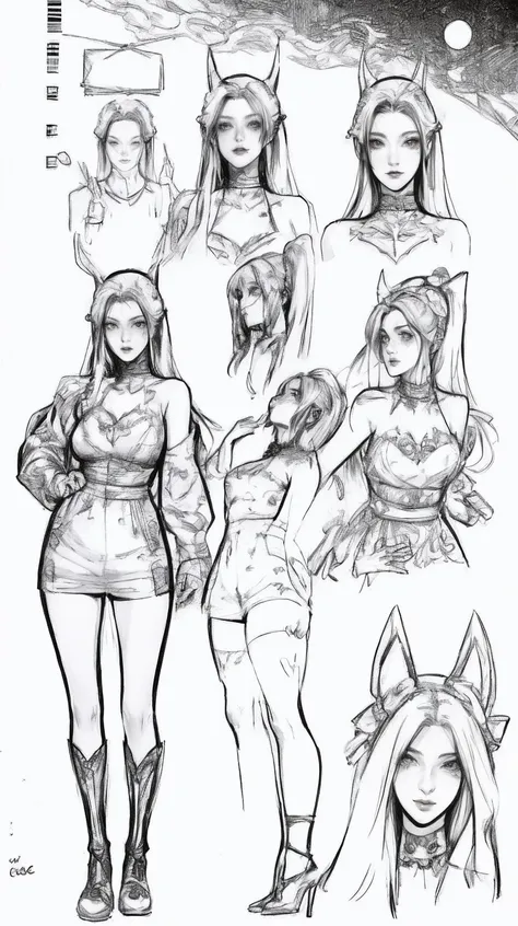 a drawing of a woman with a red headband and a black top, dark high-contrast concept art, full body concept, full body and head view, detailed full body concept, head and full body view, full - body and head view, darksynth character portrait, unrealistic character concept, yandere intricate, 6 billion demons style, anime woman fullbody art