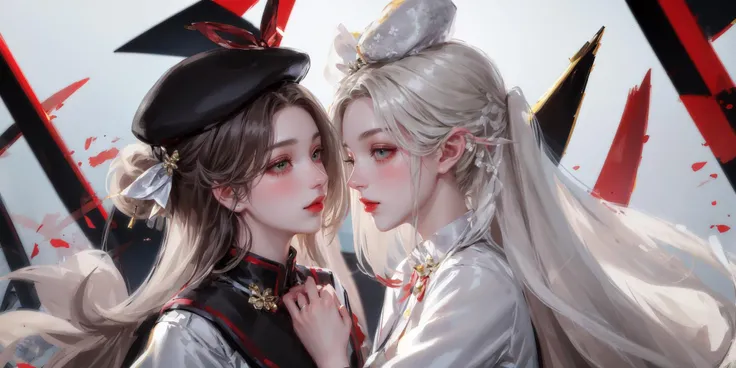 Maidens of Avignon,colorful,flat_color,limited palette,{{by Picasso}},{{cubism}},{{a girl}},pretty face,upper body,flat_chest,floating black jacket,white school uniform,white beret),bowknot over white beret,,(masterpiece, best quality:1.2)ultra-detailed,masterpieces,HD Transparent background,<lora:MFla
ne:0.5>
