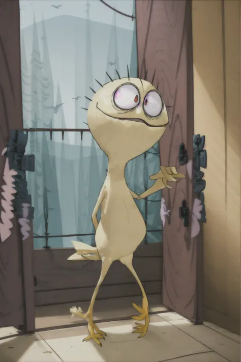 <lora:Cheese:1> Cheese Go Home! OKAY!, bird, full body, indoors, no humans, pokemon (creature), solo, standing