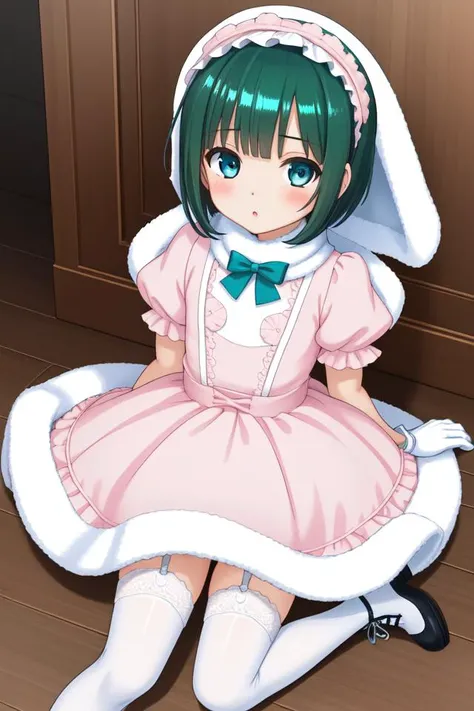 best quality,highly detailed,ultra-detailed,masterpiece,illustration,beautiful detailed eyes, Anime, Moe,(((illustration))), (((solo))), ((1boy)), children body, toddler body, Futanari, Otoko no Ko, ((Incubus)),
((deepblue eyes)),(((darkgreen hair))),((((very short hair)))),[[white skin]],(((shiny skin))), ((flat chest)), light blush,
scarf, fur trim, ((Sweet ta)),ballgown, puffy sleeves,(((pink dress))),(crinoline dress), garter belt, stripe thighhighs, ankle boots, gloves,