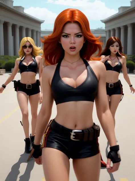 Charlie's Angels in a cinematic action shot,