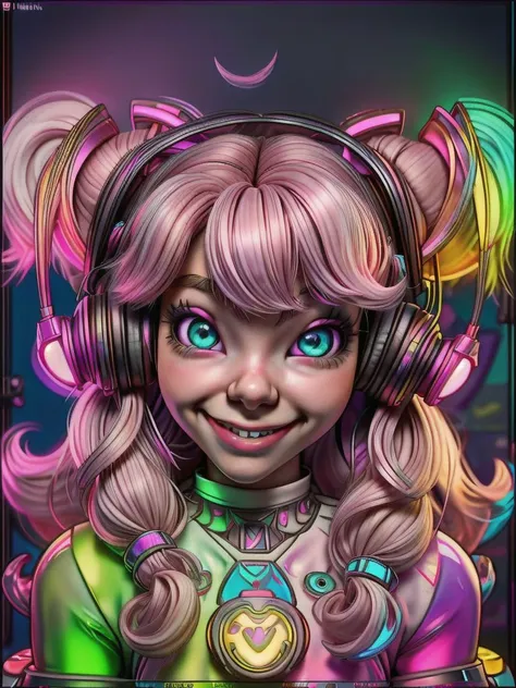 Belle Delphine, Twitch Stream, <lora:GamerFashion-rgb-V1:0.5>, rgb, gamer, headphones, flirty smile, eyes crossed,  <lora:XenoDetailer:0.5>