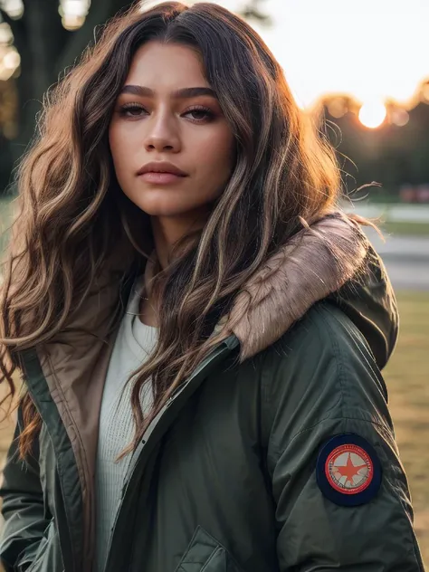 znd,long straight hair,(close-up),bar,(wearing cyborg dress),sunrise,dof,volumetric lighting,masterpiece,extremely detailed,cinematic