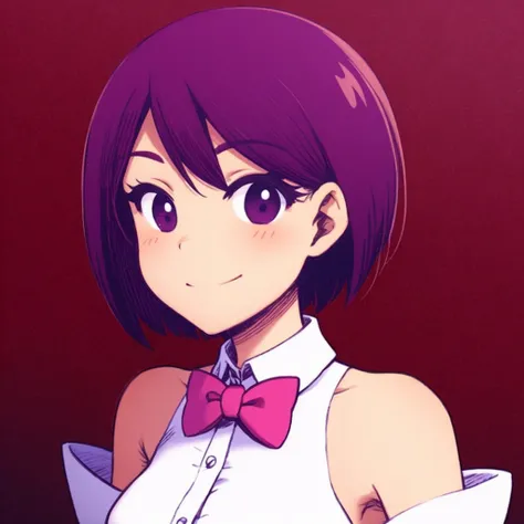 colorful, ((straight-on)), mature aged-up solo 1girl, detached sleeves, bowtie, brooch, belt, (magical girl style:0.4), (cardcaptor sakura style:0.4), short hair, seductive smile, 
 <lyco:1715808920634730498:0.8> omori style, style parody, official style,