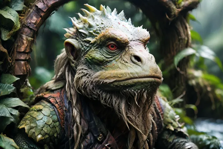 <lora:xl_more_art-full_v1:0.7>, (best quality:1.5), (hyperrealism:1.3), (intricate emotional details:1.5), (ultra detailed), (sharp focus), (sharp details), detailed digital illustration of a <lora:RPGLizardFolkXL:0.7> lizard folk with a beard, in a Interdimensional gateway in hidden jungle,  <lora:- SDXL - brdanmu_ beard_mustache_V1.0:0.5> brdanmu, beard, mustache