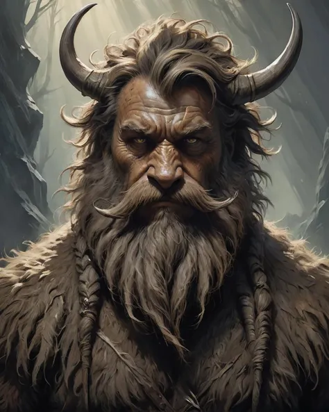 Painting, Woolly rhinoceros, Extraordinary, Ethereal Lighting, Single Color, with an epic beard and mustache, <lora:- SDXL - brdanmu_ beard_mustache_hair_V2.0:1>