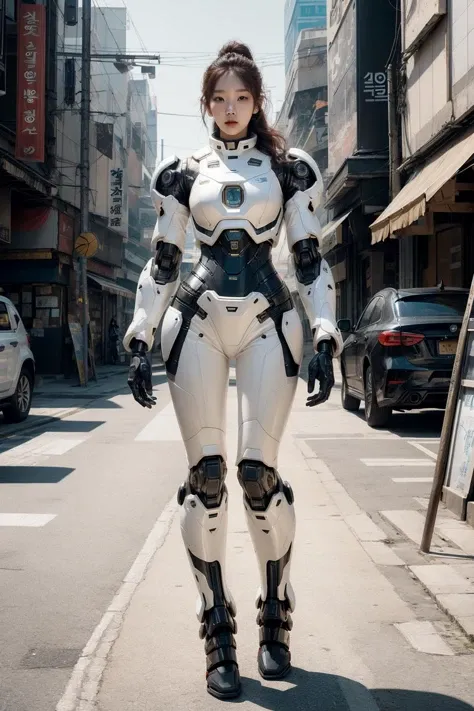 A Korean fashion android wearing hardsuit full armor,
hourglass figure,
catwalking,
sunny street,
film grain,
[[Yoon Young Bae | Lee Sung-kyung]:0.2]
<lora:nijiarmor_anime_v2:0.8>