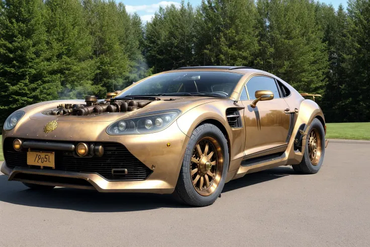 [:steampunk, a steam powered:0.3] modern car