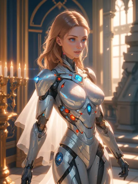 An emotional biomarble cyborg with [ <'EM_7'> | <'EM_8'> | <'EM_9'> ] face and elegant feminine shapes performing an action in the royal palace, glowing gaps, enriched krypton reactor, ambient light, subsurface scattering, a real life analog photo, natural skin, film grain