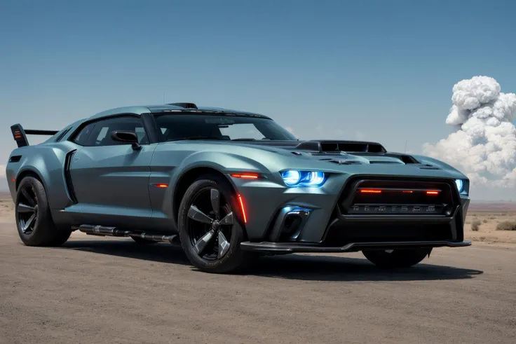 A futuristic muscle car, nuclear power, dangerous science fiction, battle tech