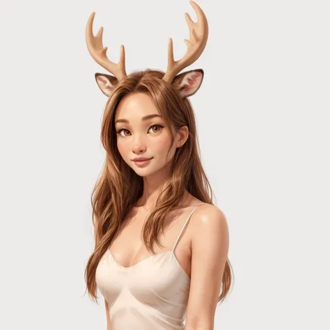 A soft furry sika deer as shy [ <'EM_1'> | <'EM_2'> | <'EM_3'> ], a minimalist style illustration