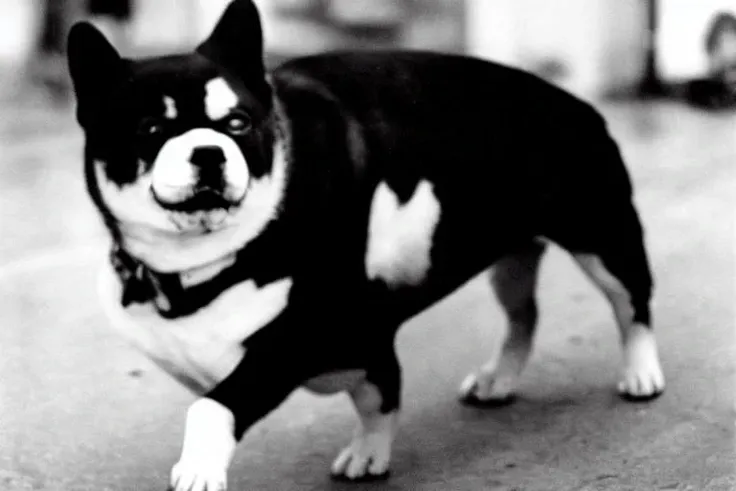 moriyama photo, a fat dog, looking back, raw, hd, 8k  <lora:moriyama:1>