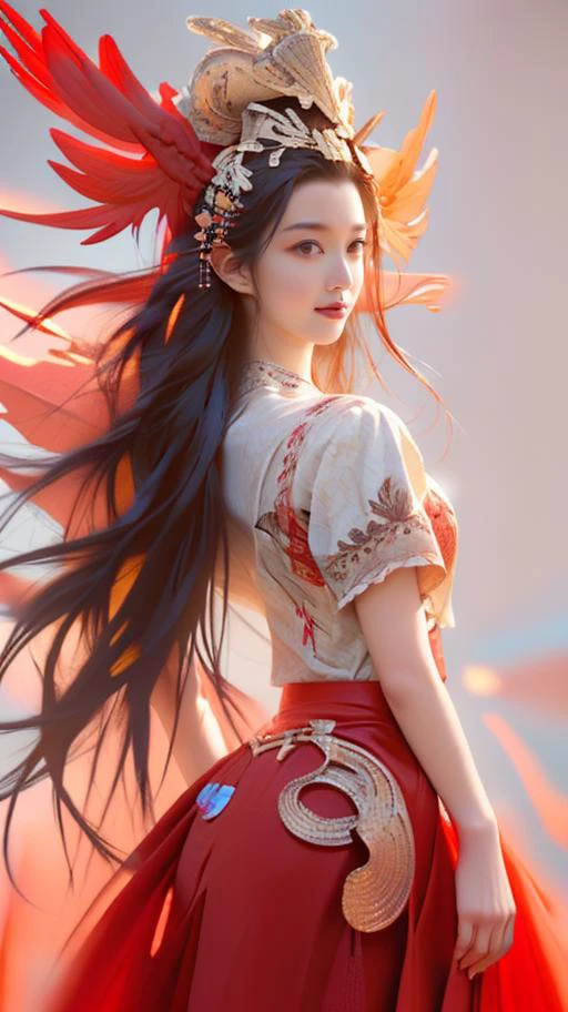 (goddess-like happiness,flirtatious ,seductive:1.4),ulzzang-6500-v1.1,(RAW photo:1.2),(photorealistic:1.4),(masterpiece:1.3),(intricate details:1.2),(detailed face:1.2),model style,fashion photography,fFaceDetail,Fixhand,(cowboy shot:1.6),
<lora:å®è»¼SongYiV1-000006:0.8:lbw=FACE>,songyi,chineseidol,,
<lora:é³³å éå¸Bonnet and bonnetv1.0:0.8>,
(1girl,solo:1.6),color eye,color hair,confident smile,beautful face,shiny skin,color hair,(large breasts, narrow waist),floating hair,