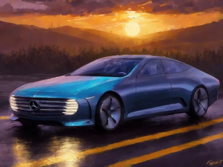 masterpiece, best quality, mercedesiaa, 1car, night, rainy, highly detailed <lora:MERCEDESIAA:0.7>, Arcane Style, Borderlands style, Telltale Games style, Oil painting, Simple colors, low detail, Vivid colors, Defined lines, defined edges, Digital art, Cartoon look, Cartoon style, Sharp shadows, Dark