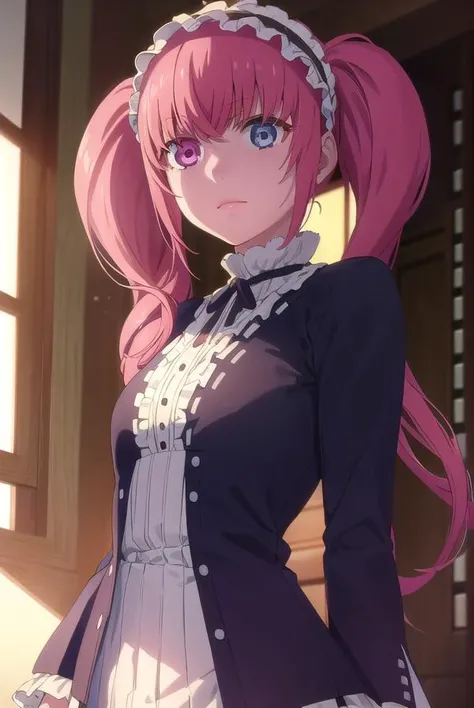 erimimushibami, <lora:erimi mushibami s2-lora-nochekaiser:1>,
erimi mushibami, long hair, blue eyes, twintails, pink hair, (pink eyes:1.3), (heterochromia:1.5),
BREAK hairband, gothic, hairband,
BREAK indoors, classroom,
BREAK looking at viewer, (cowboy shot:1.5),
BREAK <lyco:GoodHands-beta2:1>, (masterpiece:1.2), best quality, high resolution, unity 8k wallpaper, (illustration:0.8), (beautiful detailed eyes:1.6), extremely detailed face, perfect lighting, extremely detailed CG, (perfect hands, perfect anatomy),