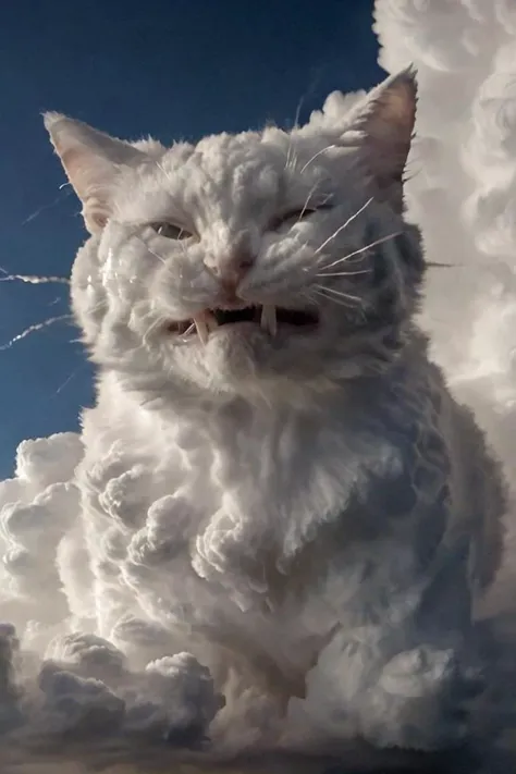 scrunge cat made of clouds, storm, lightning <lora:sdxl_lora_scrunge:1> <lora:Storm_Cloud_Style:0.8>