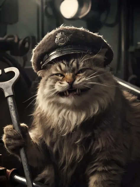a photo of an (adventurer anthropomorphic cat), short hair cat, paws, blue tunic, handsome, male, smirk, raised eyebrows, mid shot, detailed textures, soft lighting, (ultra detailed:1.3), seated, tavern bar, warm lighting, beer, (detailed background:1.3), foreground details, depth, atmospheric, fog, artistic composition, cinematic lighting, masterpiece